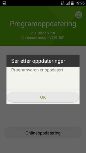 Hvis telefonen din er oppdatert, velg OK