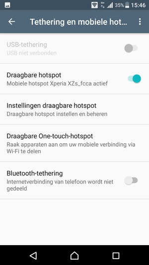 Uw telefoon is nu geïnstalleerd voor gebruik als modem