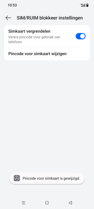 Uw Pincode voor simkaart is gewijzigd