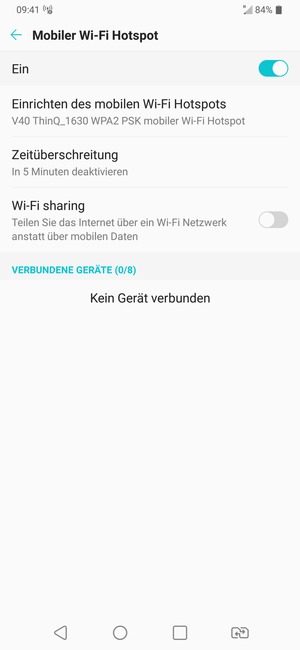 Ihr Handy ist jetzt für die Verwendung als Modem eingerichtet