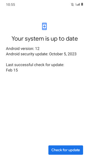If your phone is up to date, you will see the following screen