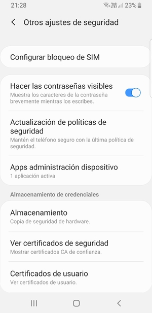 Seleccione Configurar bloqueo de SIM
