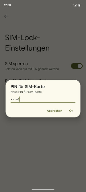 Geben Sie Ihre Neue PIN für SIM-Karte ein und wählen Sie Ok