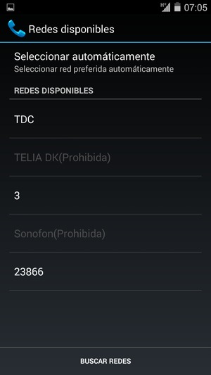 Seleccione un operador de red de la lista