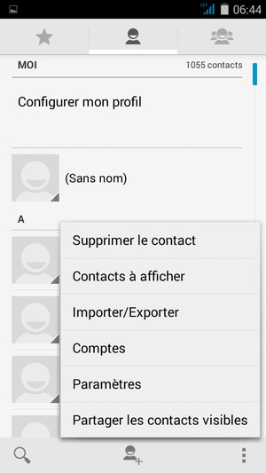 Sélectionnez le bouton du Menu puis Importer/Exporter
