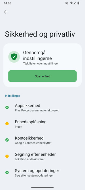 Vælg Enhedsoplåsning