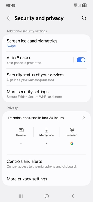 Scroll to and select More security settings