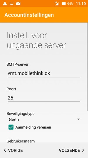 Voer Uitgaand serveradres in