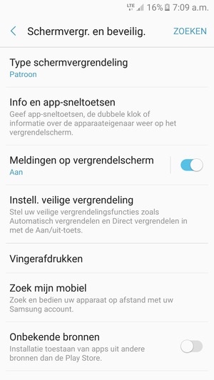 Uw telefoon is nu beveiligd met een schermvergrendeling
