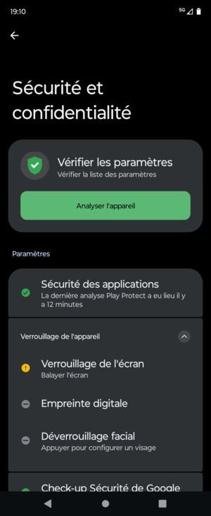 Sélectionnez Verrouillage de l'écran