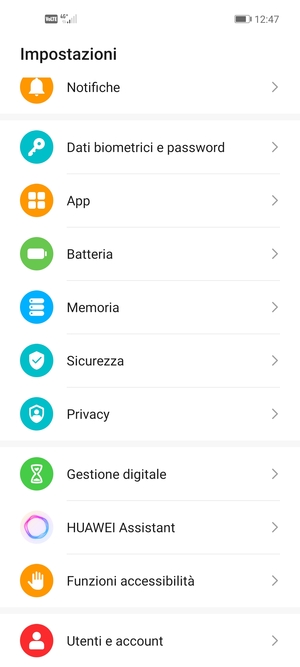 Scorri e seleziona Sicurezza