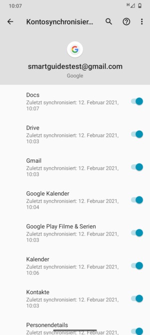 Stellen Sie sicher, dass Kontakte ausgewählt ist