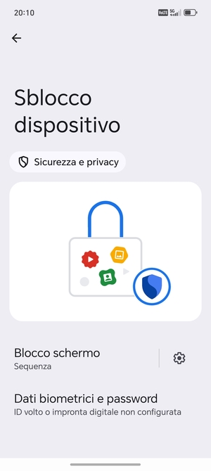 Il tuo telefono è ora protetto dal blocco schermo