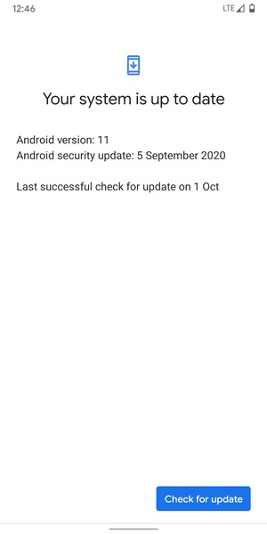 If your phone is up to date, you will see the following screen