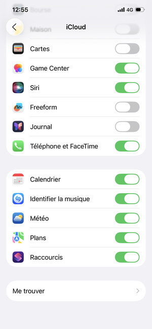 Sélectionnez les services que vous souhaitez sauvegarder