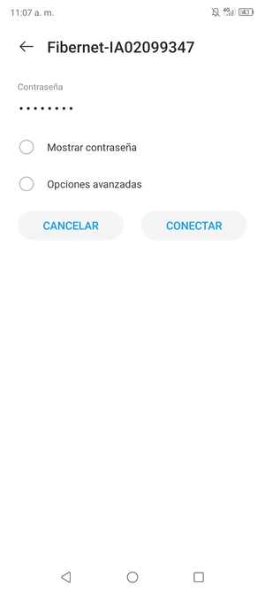 Introduzca la Contraseña de Wi-Fi y seleccione CONECTAR