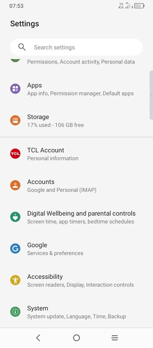Scroll to and select System