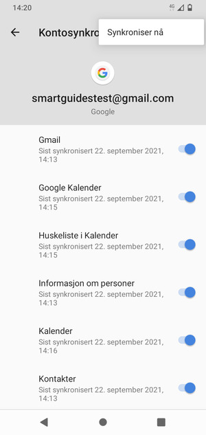 Velg Synkroniser nå