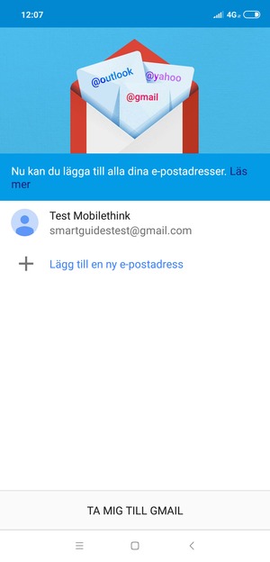Välj TA MIG TILL GMAIL