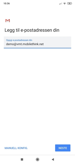 Skriv inn e-postadresse og velg NESTE