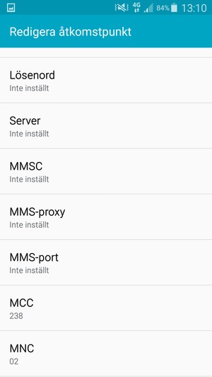 Scrolla ner och ange MMS-information