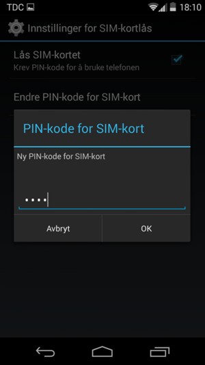 Skriv inn Ny PIN-kode for SIM-kort og velg OK