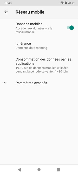 Sélectionnez Paramètres avancés