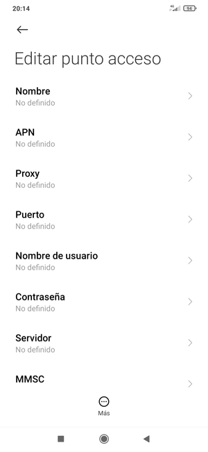 Introduzca la información de Internet
