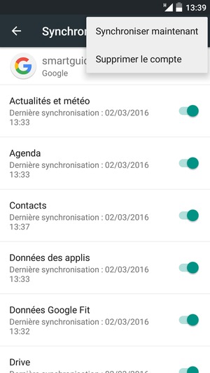 Sélectionnez Synchroniser
maintenant