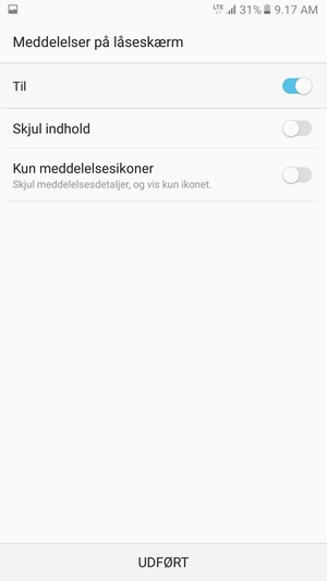 Vælg din foretrukne mulighed og vælg UDFØRT