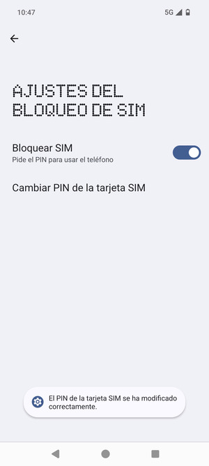 Su PIN de la tarjeta SIM ha sido cambiado