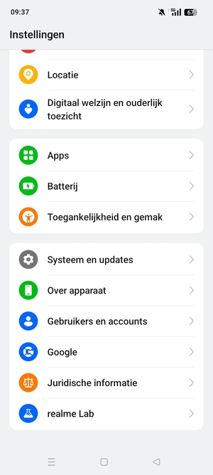 Scroll naar en selecteer Systeem en updates