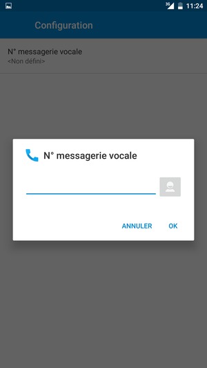 Saisissez le N° messagerie vocale et sélectionnez OK