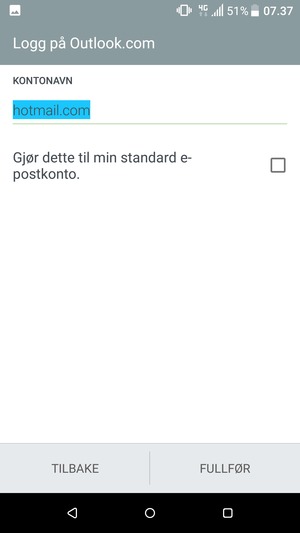 Gi kontoen din et navn og velg FULLFØR