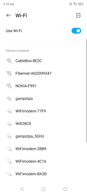 Select the wireless network you want to connect to