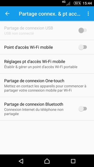 Sélectionnez Réglages pt d'accès Wi-Fi mobile