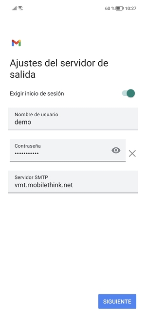 Introduzca la dirección de servidor saliente