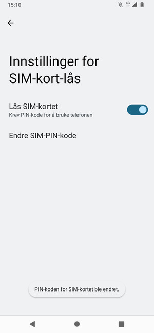 Din PIN-kode for SIM-kort er endret