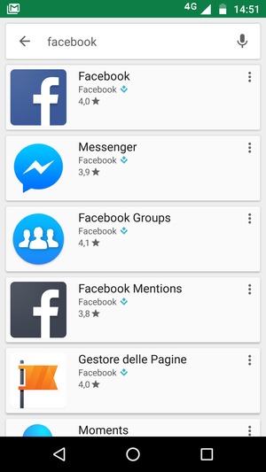 Seleziona l'applicazione