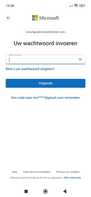 Voer uw Hotmail wachtwoord in en selecteer Volgende