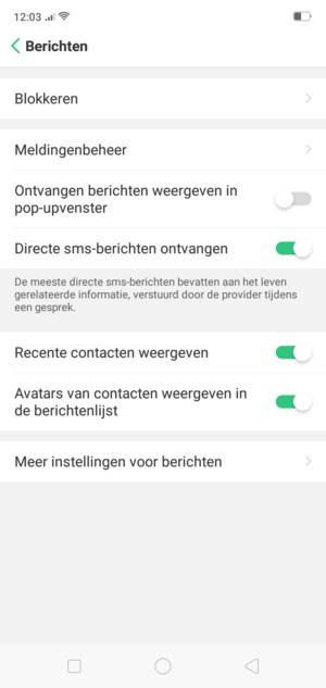 Selecteer Meer instellingen voor berichten
