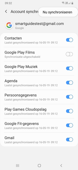Selecteer Nu synchroniseren