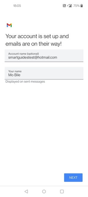 Give your account a name and enter your name. Select NEXT