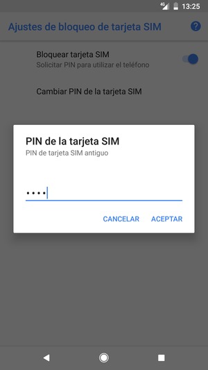 Introduzca su PIN de tarjeta SIM antiguo y seleccione OK
