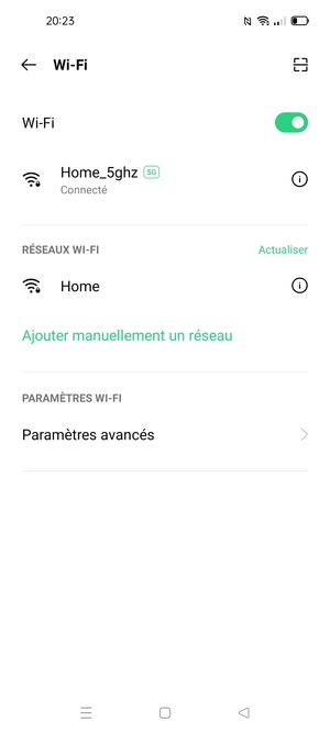 Vous êtes maintenant connecté au réseau Wi-Fi