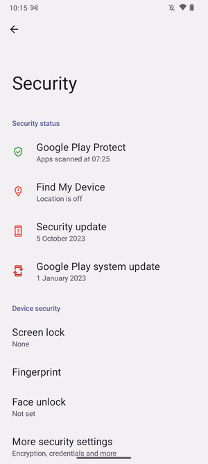 Select Screen lock