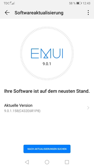 Falls Ihr Handy aktualisiert ist, wird Ihnen der folgende Bildschirm angezeigt