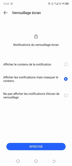 Sélectionnez votre option préférée et sélectionnez EFFECTUÉ