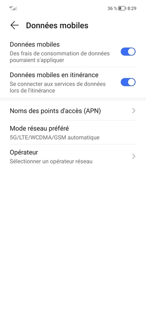 Activer ou désactiver Données mobiles en itinérance