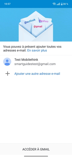 Sélectionnez ACCÉDER À GMAIL